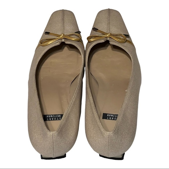 Stuart Weitzman Vintage Champagne Satin Leather Square Toe Pump 9.5 Timeless - Picture 5 of 8